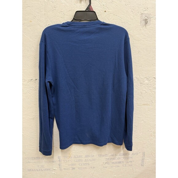 Psycho Bunny Shirt medium Waffle Knit Blue Long Sleeve Thermal Bone Logo Men - Picture 2 of 3